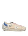 GOLDEN GOOSE GOLDEN GOOSE WOMAN SNEAKERS IVORY SIZE 9 TEXTILE FIBERS, LEATHER
