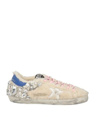 Golden Goose Woman Sneakers Ivory Size 9 Textile Fibers, Leather In White