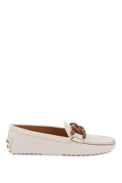 Tod's Gommino Bubble Kate Loafers In White,brown