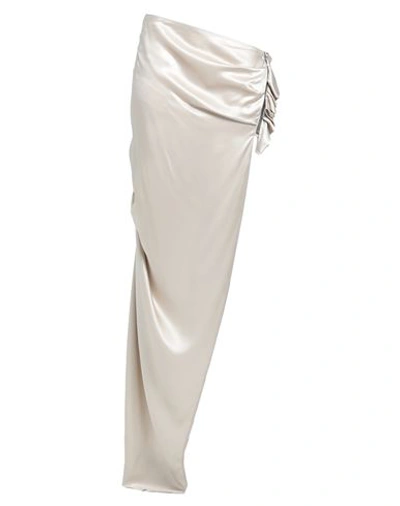 Rick Owens Woman Maxi Skirt Light Grey Size 8 Silk