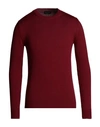 Roberto Collina Man Sweater Burgundy Size 38 Merino Wool In Red