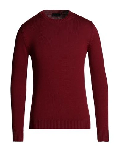 Roberto Collina Man Sweater Burgundy Size 38 Merino Wool In Red