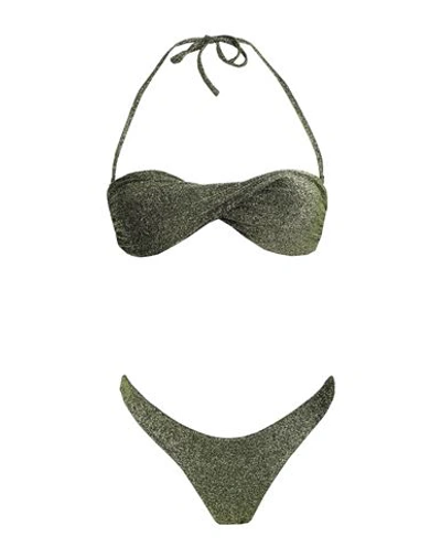 Jijil Woman Bikini Green Size L Polyamide, Elastane, Metallic Fiber