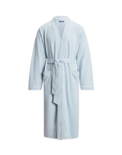 Polo Ralph Lauren Man Dressing Gown Or Bathrobe Sky Blue Size S/m Cotton, Polyester