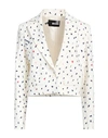 Love Moschino Woman Blazer Ivory Size 4 Cotton, Viscose, Elastane In White