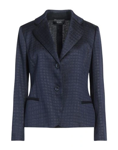 Emporio Armani Woman Blazer Midnight Blue Size 14 Viscose, Linen, Silk