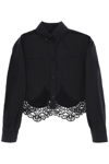 BURBERRY BURBERRY CROPPED SHIRT WITH MACRAME LACE INSERT WOMEN