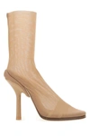 BURBERRY BURBERRY WOMAN BEIGE STRETCH TULLE ANKLE BOOTS