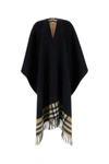 BURBERRY BURBERRY WOMAN BLACK CASHMERE AND WOOL CAPE