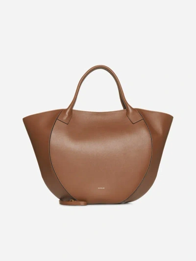 Wandler Mia Leather Tote Bag In Saddle