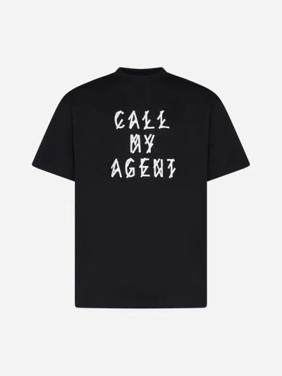 44 Label Group Call My Agent Cotton T-shirt In Black,multicolor