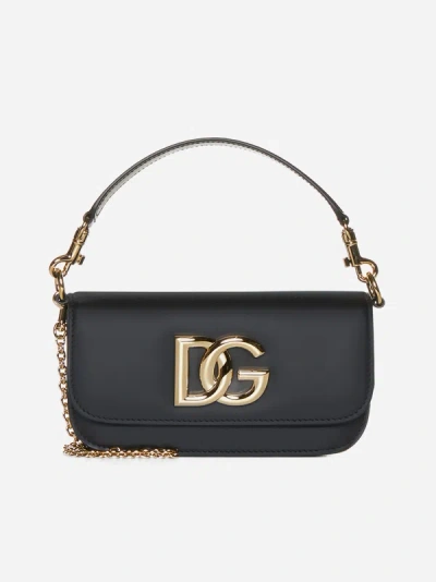 Dolce & Gabbana 3.5 Leather Shoulder Bag In Black