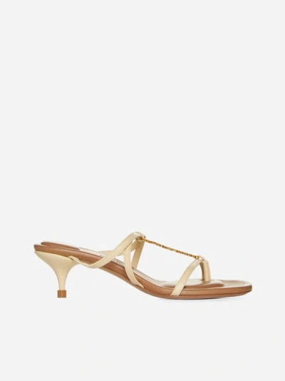Jacquemus Pralu Leather Sandals In Ivory