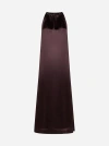 Loulou Studio Morene Silk Blend Halter Neck Long Dress In Midnight Bordeaux