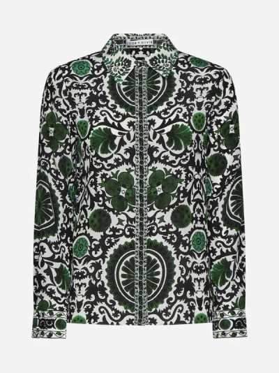 Alice And Olivia Shirt In Monarch Light Emerald