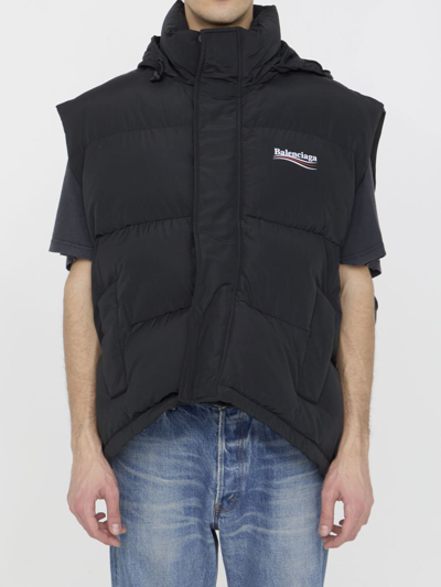 Balenciaga Puffer Cocoon Vest In Black