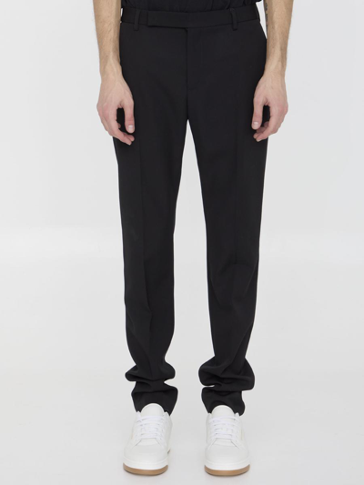 Saint Laurent Grain Straight Trousers In Black
