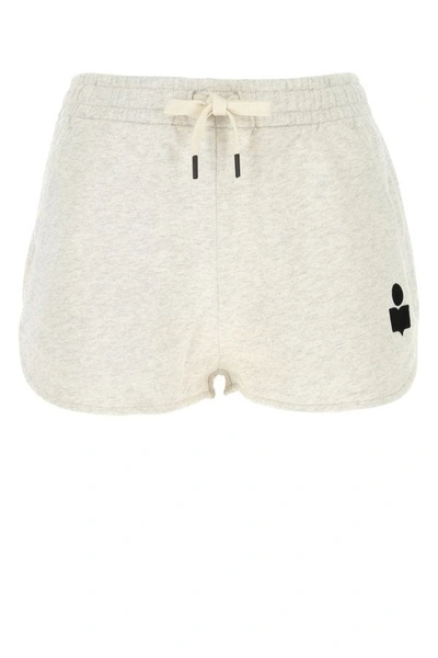 ISABEL MARANT ÉTOILE ISABEL MARANT ETOILE WOMAN MELANGE LIGHT GREY COTTON BLEND MIFA SHORTS