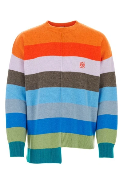 Loewe Men's Multicolor Block Striped Asymmetric Sweater In Multicolour