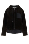 Loewe Shearling Hooded Jacket In Black