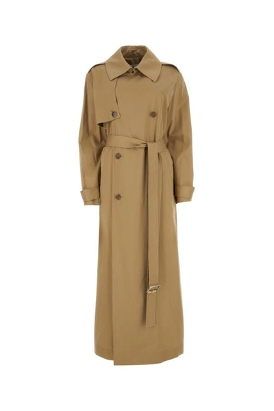 Loewe Woman Cappuccino Cotton Blend Trench Coat In Brown