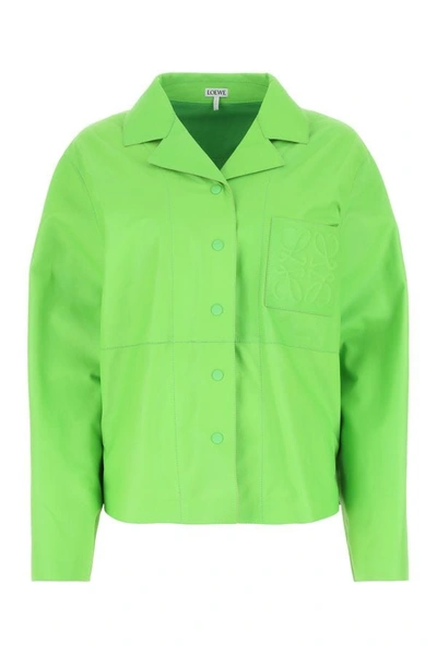 Loewe Woman Fluo Green Leather Shirt