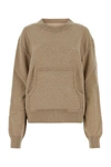 MAISON MARGIELA MAISON MARGIELA WOMAN MELANGE CAPPUCCINO WOOL BLEND SWEATER