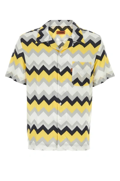 Missoni Man Shirt Light Grey Size M Viscose In Multicolor