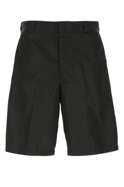 Prada Man Black Re-nylon Bermuda Shorts