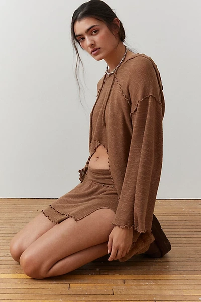 Out From Under Belle Hooded Sweatshirt In Brown, Women's At Urban Outfitters