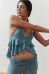 Out From Under Belle Tiered Tank Top In Blue, Women's At Urban Outfitters