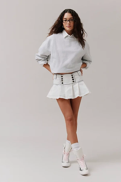 Bdg Genevieve Drop-waist Micro Mini Skirt In White, Women's At Urban Outfitters