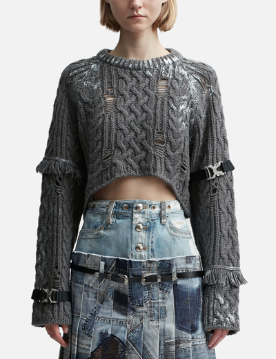 Andersson Bell Sara Silver Crop Knit Pull-over In Grey