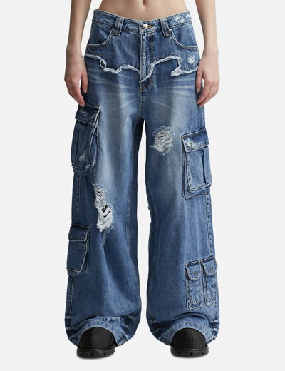 Andersson Bell Simiz Denim Cargo Jeans In Blue
