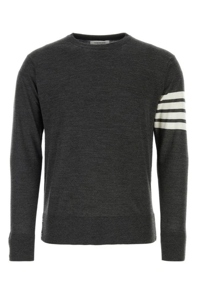 Thom Browne Man Dark Grey Wool Sweater In Gray