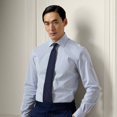 Ralph Lauren Striped Poplin Shirt In Blue/white
