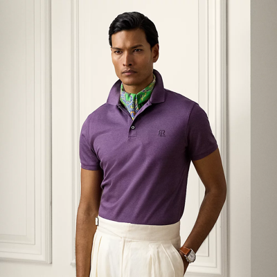 Ralph Lauren Purple Label Custom Slim Fit Piqué Polo Shirt In Purple Thistle Melange