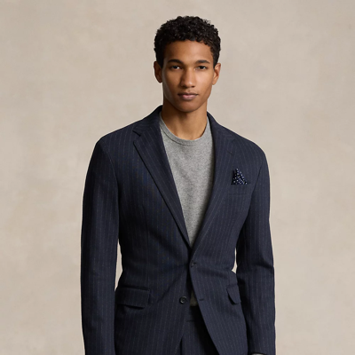 Ralph Lauren Polo Soft Tailored Pinstripe Jacket In Navy/grey