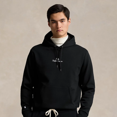 Ralph Lauren Logo Double-knit Hoodie In Polo Black