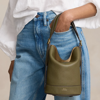 Ralph Lauren Leather Small Bellport Bucket Bag In Hunting Olive