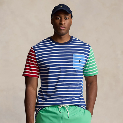 Polo Ralph Lauren Striped Jersey Pocket T-shirt In Beach Royal Multi