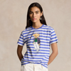 Polo Ralph Lauren Polo Bear Striped Cotton Tee In Resort Blue/white Stripe
