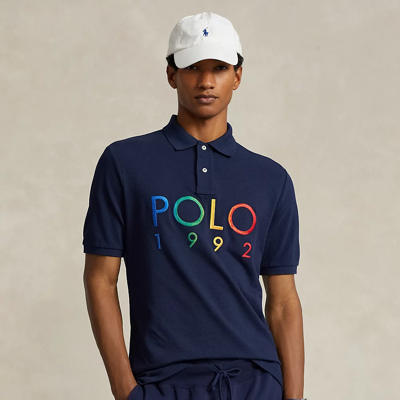 Ralph Lauren Classic Fit Polo 1992 Mesh Polo Shirt In Cruise Navy