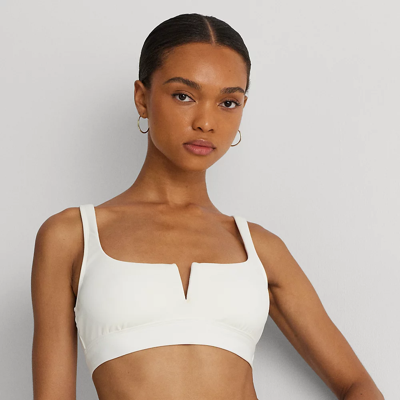 Lauren Ralph Lauren Banded V-cutout Bikini Top In White