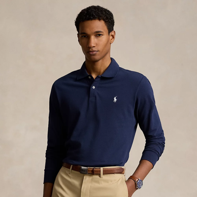 Ralph Lauren Tailored Fit Performance Polo Shirt In Refined Navy
