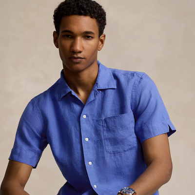 Ralph Lauren Classic Fit Linen Camp Shirt In Maidstone Blue