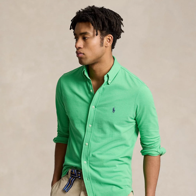 Ralph Lauren Featherweight Mesh Shirt In Classic Kelly