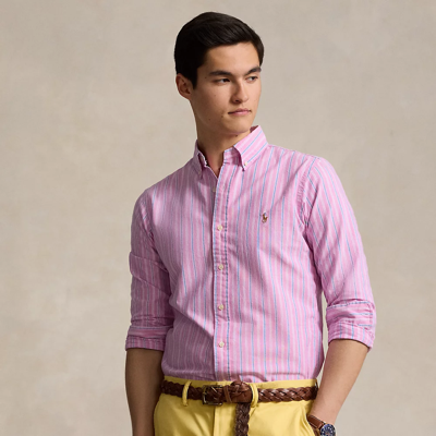 Ralph Lauren Classic Fit Striped Oxford Shirt In Pink/blue Multi