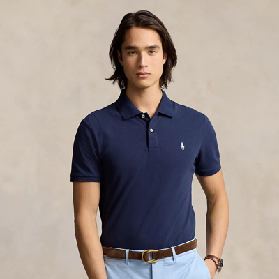 Ralph Lauren Tailored Fit Performance Mesh Polo Shirt In Refined Navy