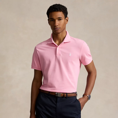 Ralph Lauren Tailored Fit Performance Mesh Polo Shirt In Pink Flamingo